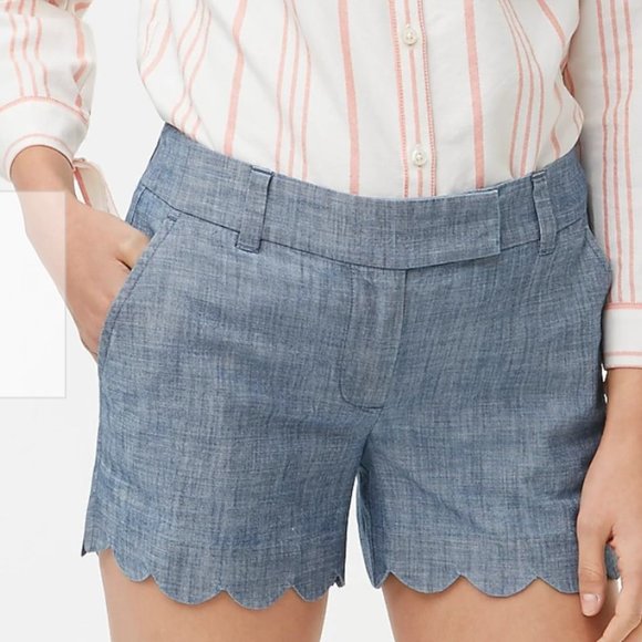 J.Crew Chambray short with scalloped hem/SIZE 6 - Picture 1 of 4